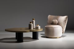 Moderner Bolota Lounge-Drehstuhl, DEDAR Türkis Satin Jacquard von Greenapple