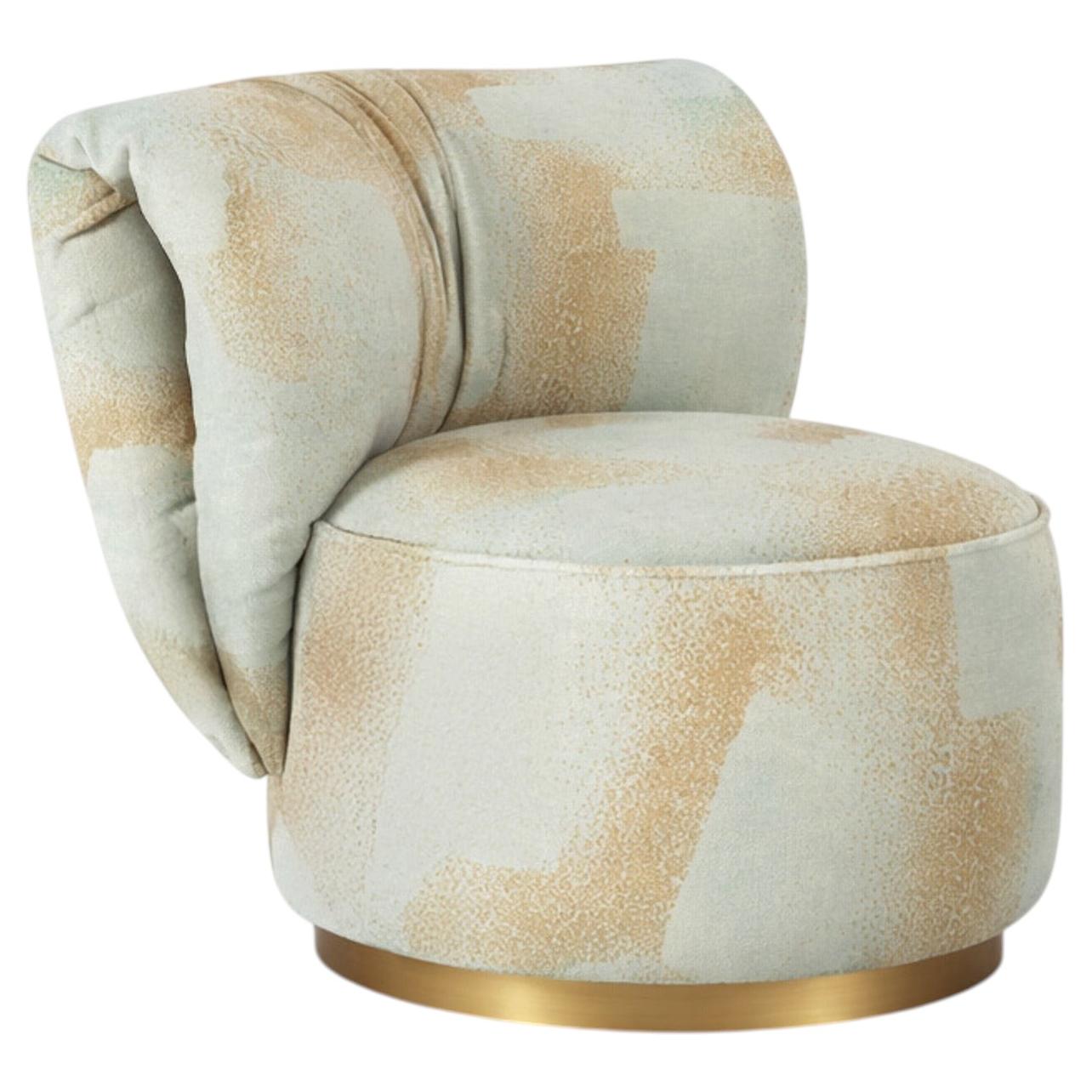 Modern Bolota Swivel Lounge Chair, DEDAR Turquoise Satin Jacquard, by Greenapple