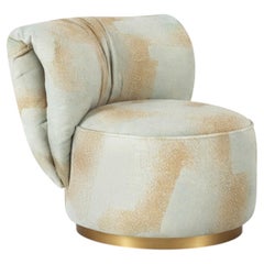 Moderner Bolota Lounge-Drehstuhl, DEDAR Türkis Satin Jacquard von Greenapple