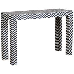 Modern Bone Console Server Table Chevron Pattern from India