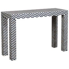 Modern Bone Console Server Table Chevron Pattern from India