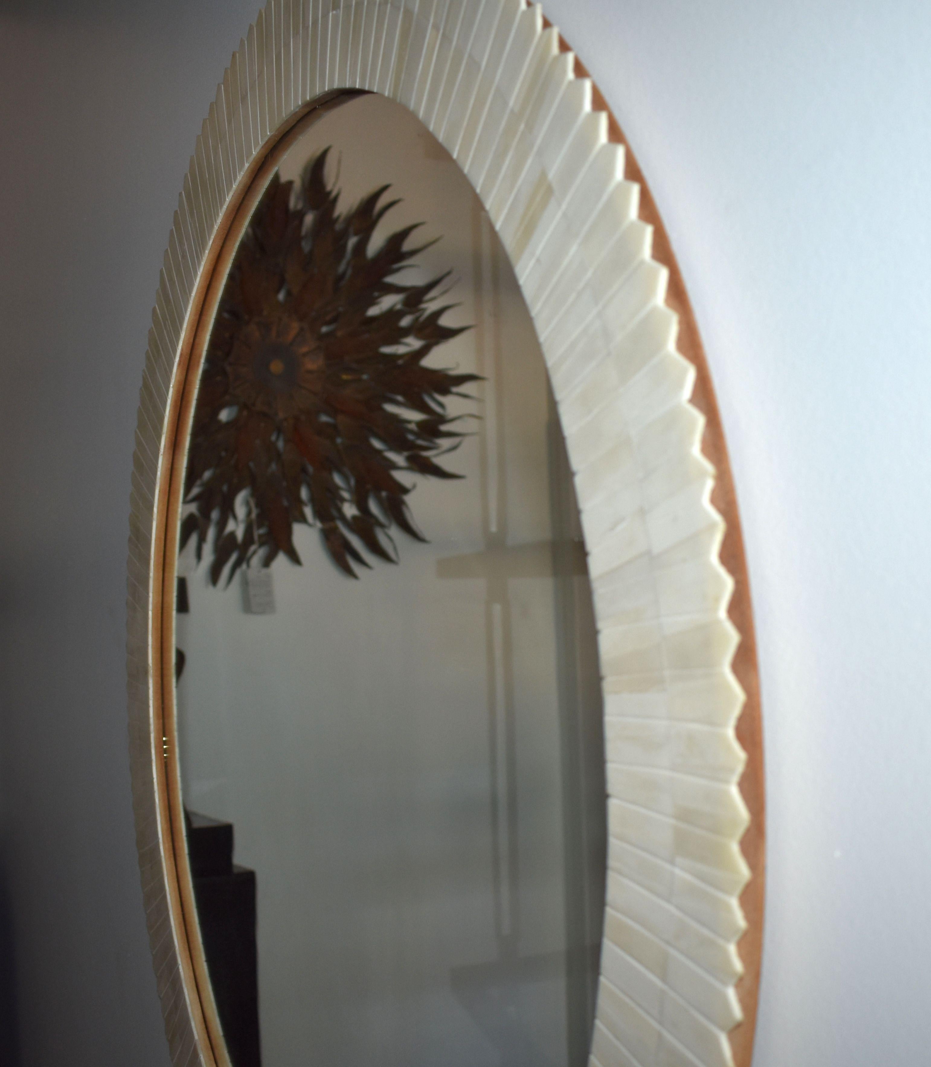 Mid-Century Modern Modern Bone Round Mirror For Sale