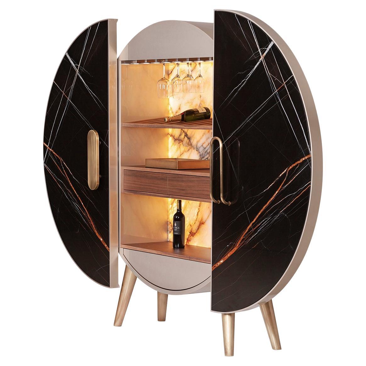 Bongo Bar Cabinet, Automated Doors, Handmade in Portugal by Greenapple For Sale