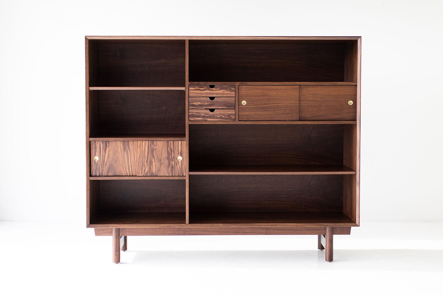Walnut Modern Bookcase Cabinet The Peabody Collection For Sale