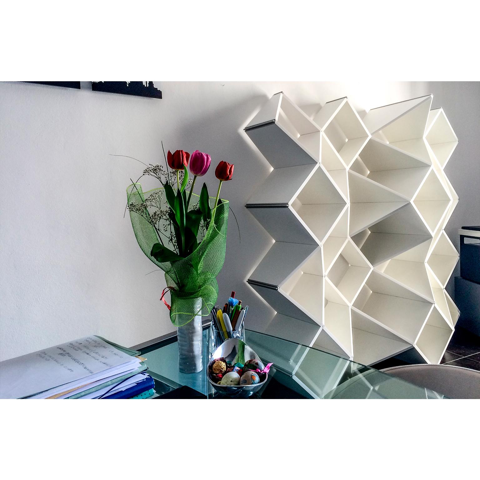 Anodized Modern Bookcase in Pvc Foam and Extruded Aluminum, X.me 4x4 #02 For Sale