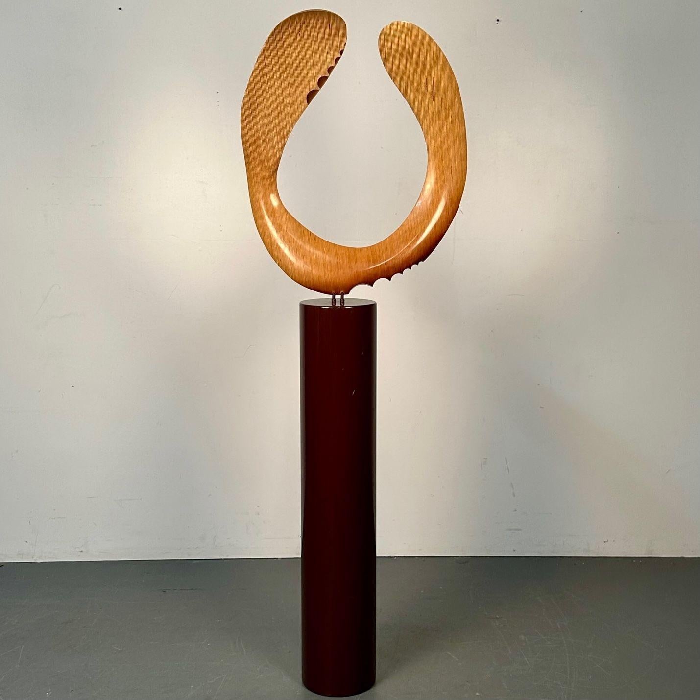 Metal  David Hymes, Contemporary, Boomerang Sculpture, Plywood, Steel Pedestal, 2010s For Sale