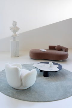 Contemporary Bordeira Stone Coffee Table, White Onyx, Handmade by Greenapple