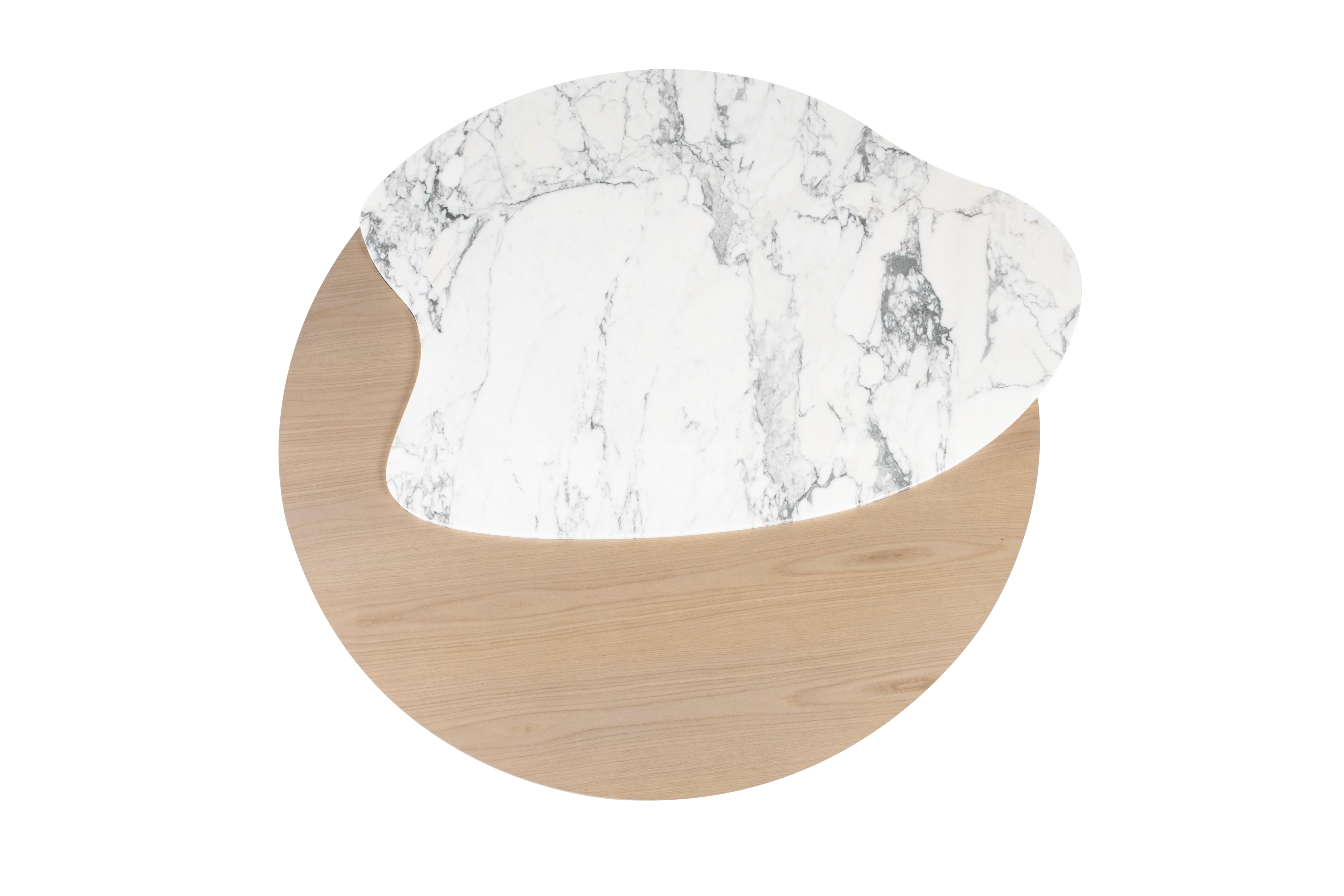 Modern Bordeira Coffee Tables, Marble, Oak, Handmade in Portugal by Greenapple For Sale 3