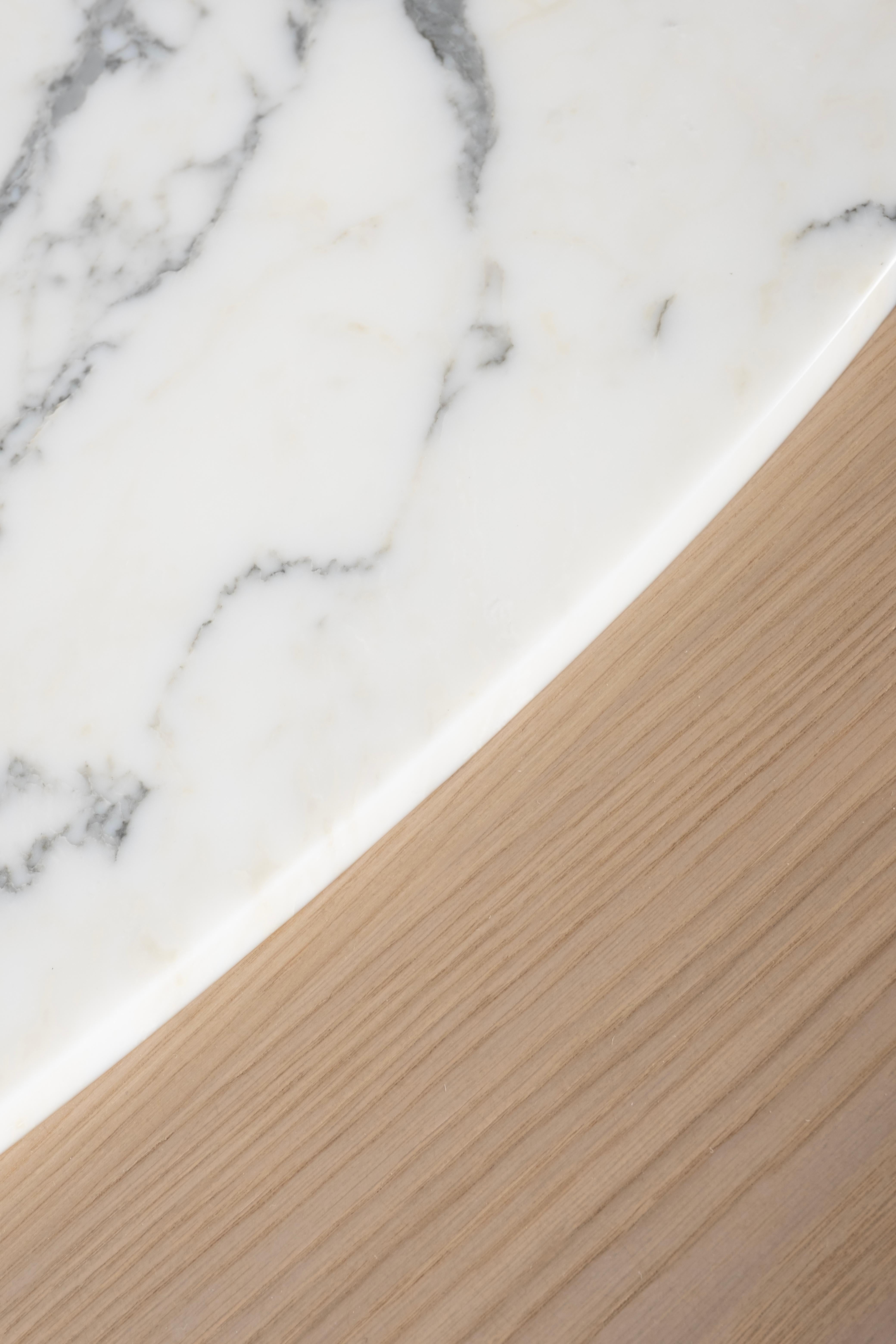Modern Bordeira Coffee Tables, Marble, Oak, Handmade in Portugal by Greenapple For Sale 4
