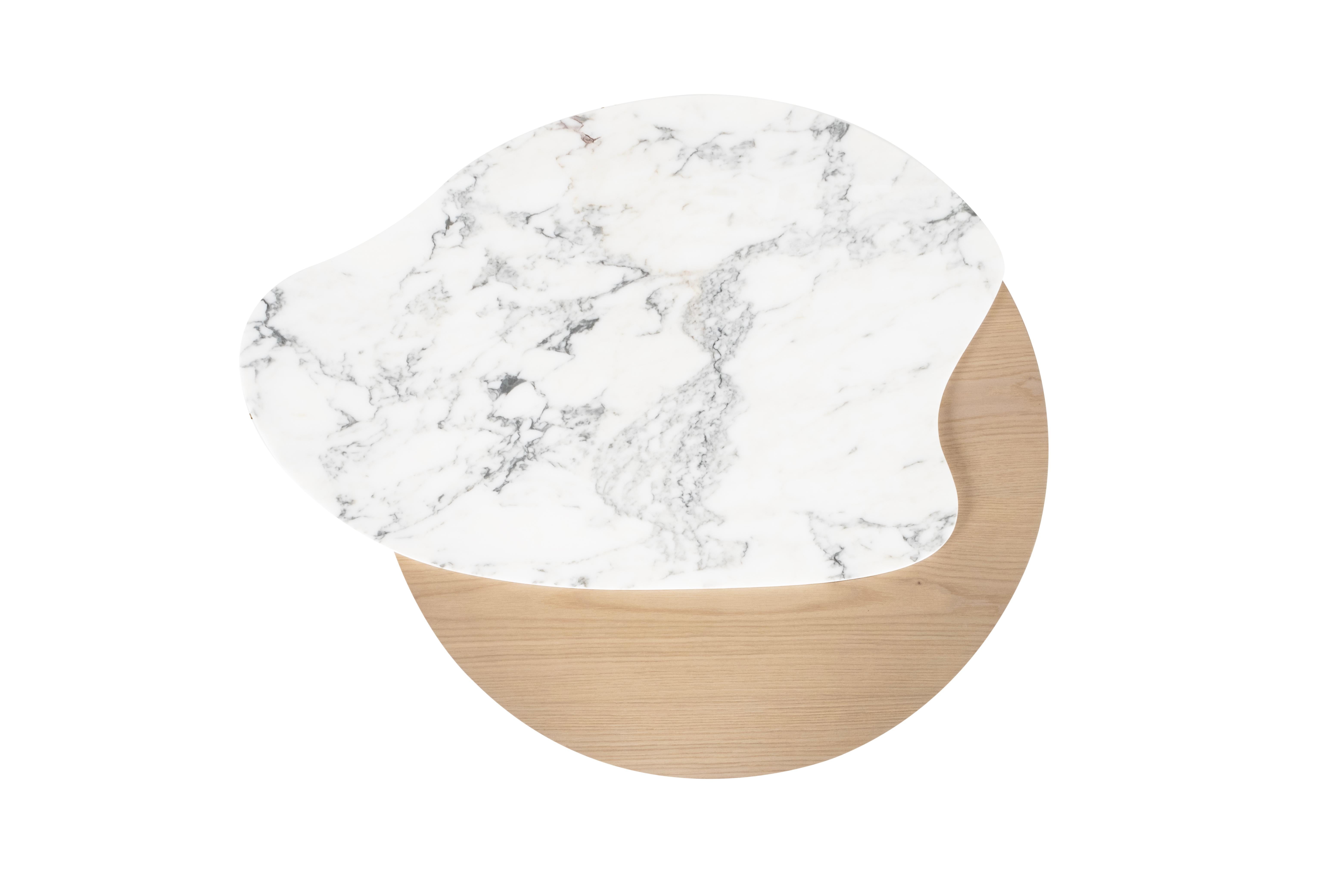 Modern Bordeira Coffee Tables, Marble, Oak, Handmade in Portugal by Greenapple For Sale 7