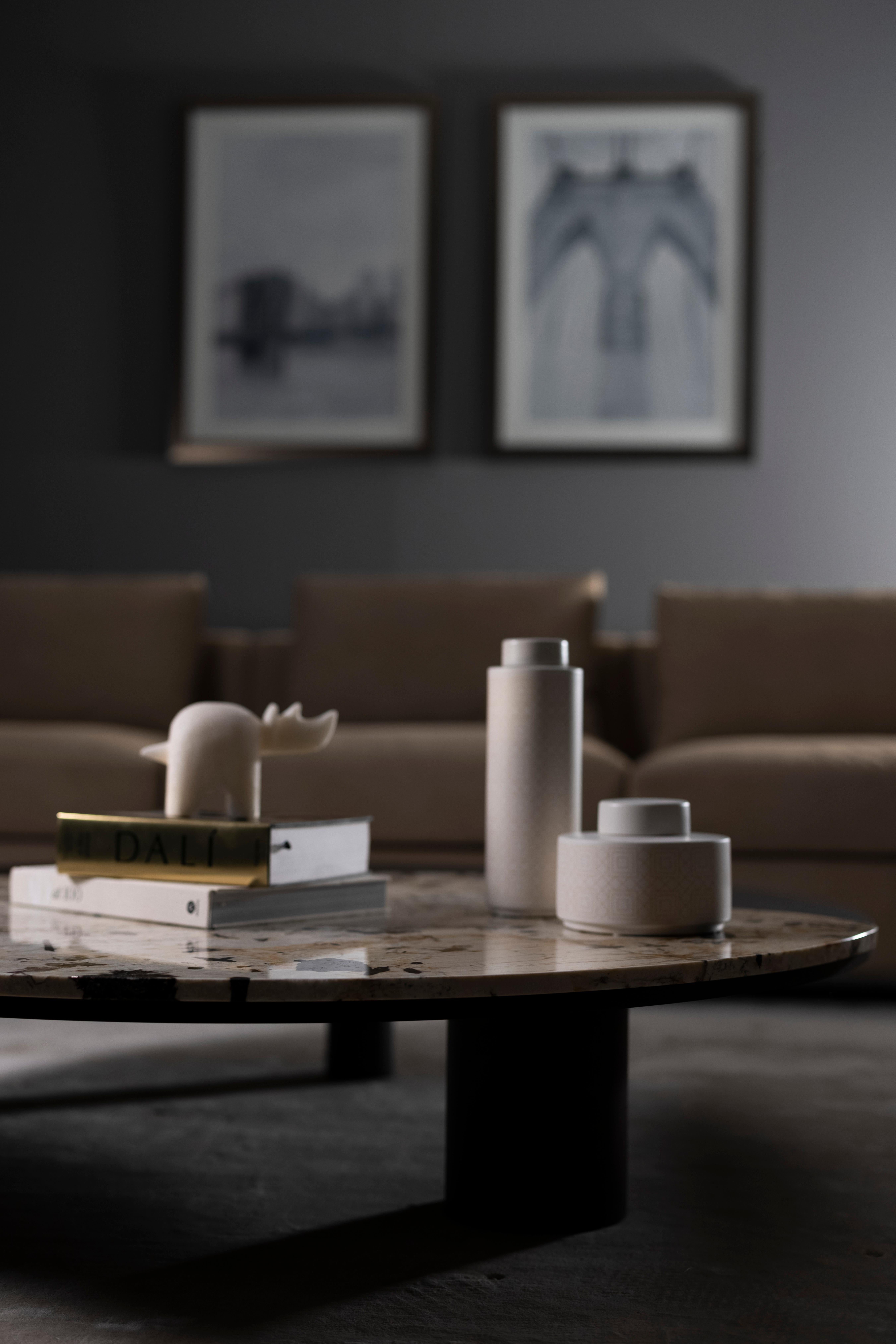 Modern Bordeira Coffee Tables, Marble, Oak, Handmade in Portugal by Greenapple For Sale 6
