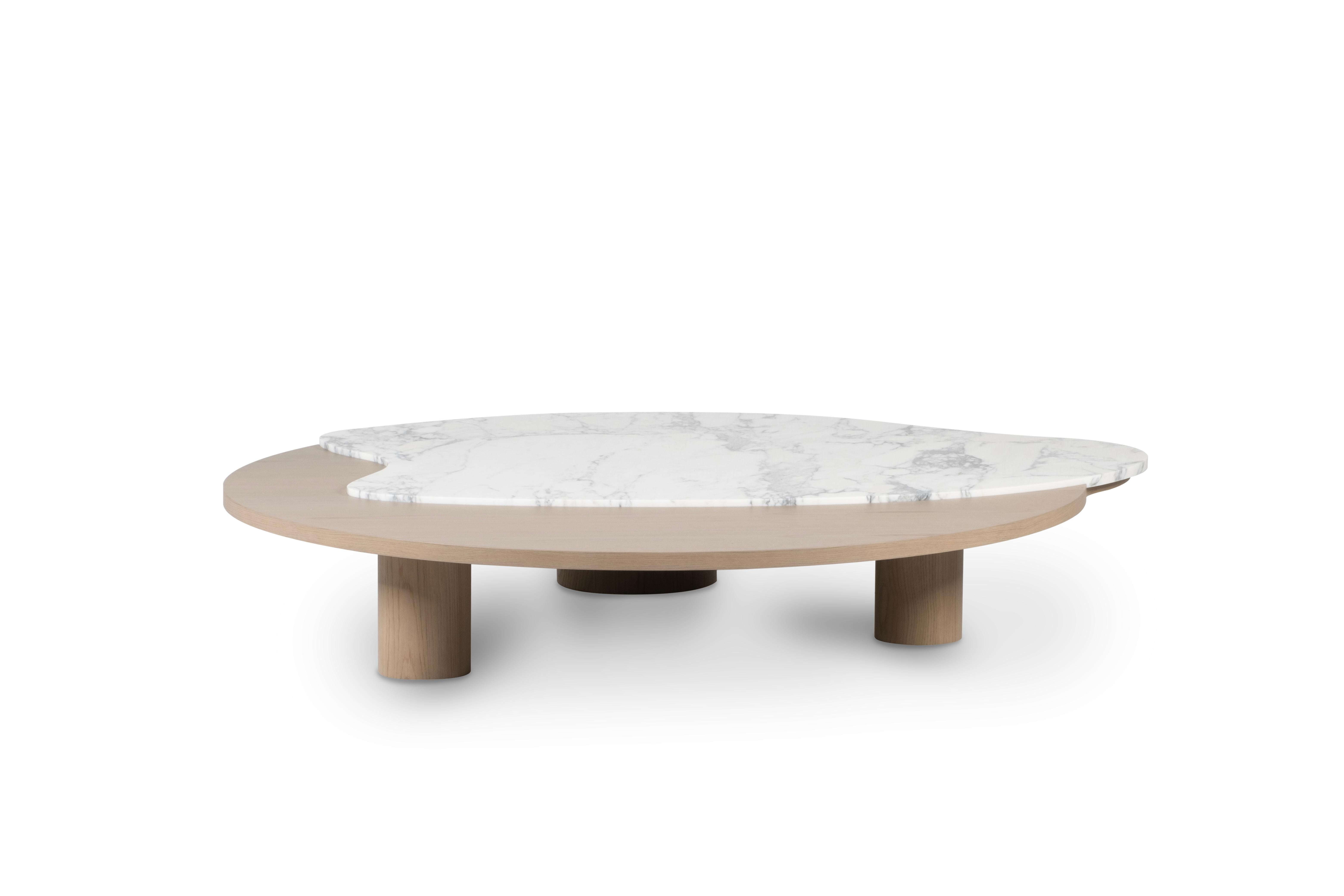 Portuguese Modern Bordeira Coffee Tables, Marble, Oak, Handmade in Portugal by Greenapple For Sale