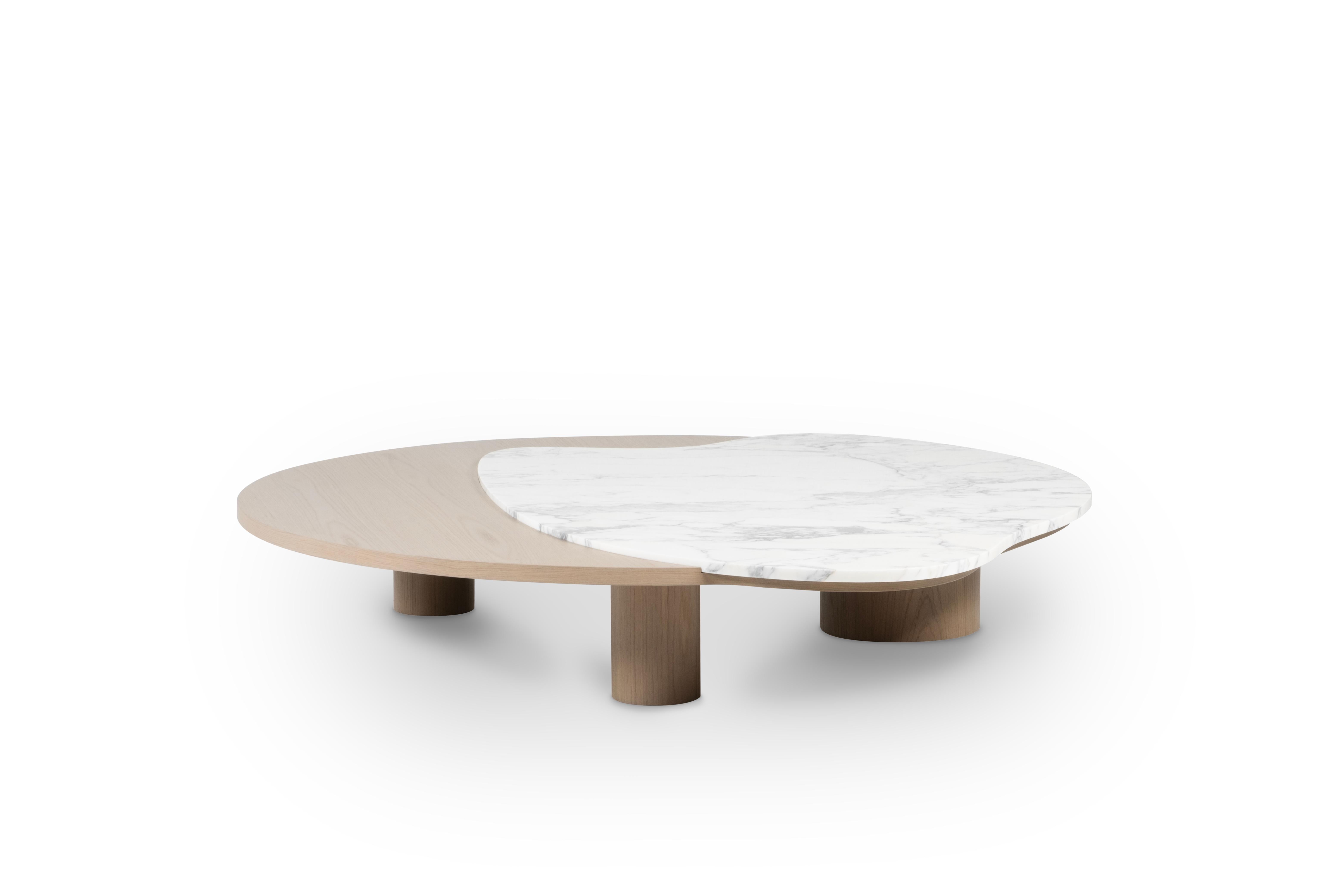 Modern Bordeira Coffee Tables, Marble, Oak, Handmade in Portugal by Greenapple In New Condition For Sale In Lisboa, PT