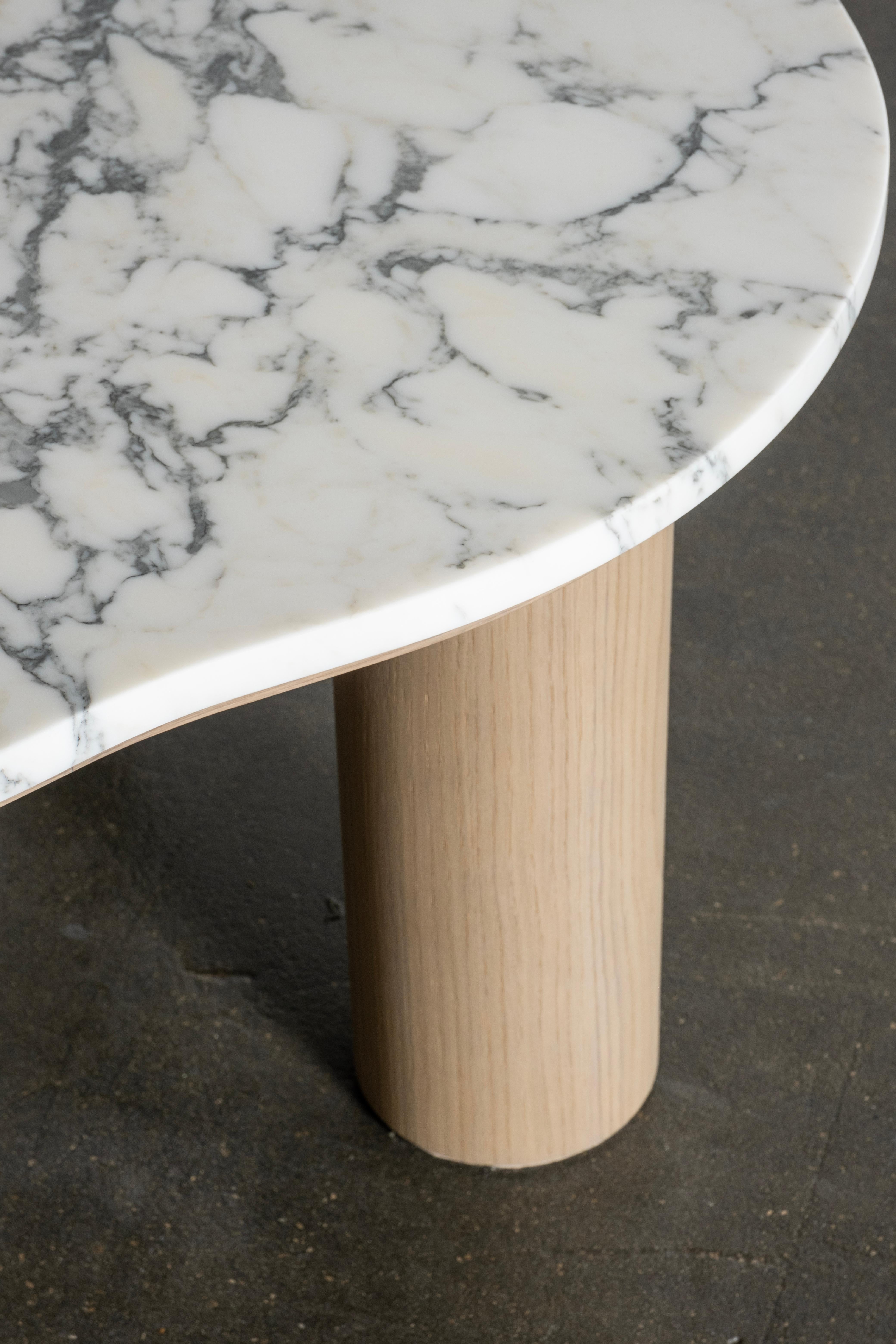 Travertine Modern Bordeira Coffee Tables, Marble, Oak, Handmade in Portugal by Greenapple For Sale