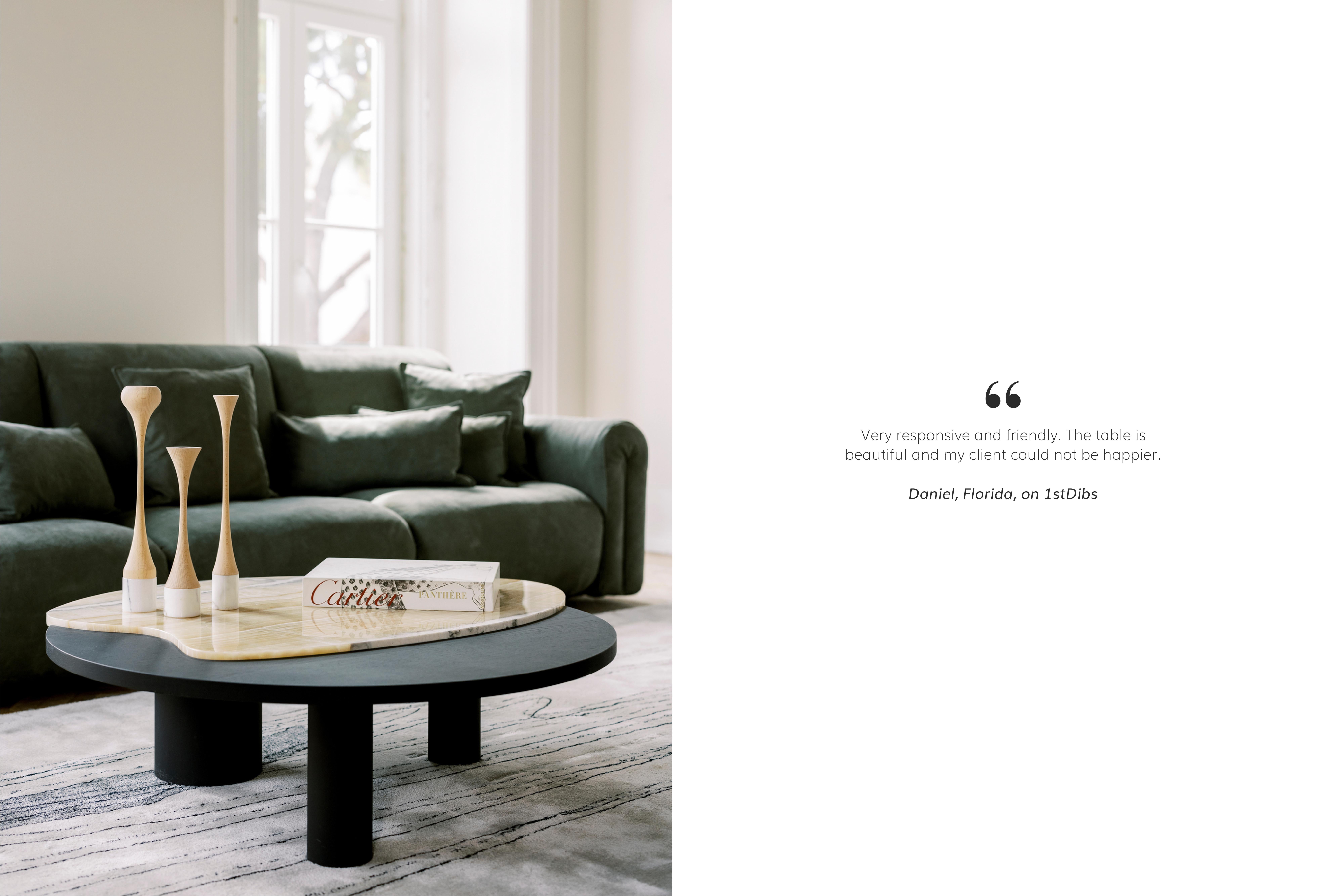 Moderne Bordeira-Couchtische, Onyx Travertin, handgefertigt Portugal von Greenapple im Angebot 3