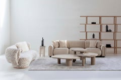 Modern Bordeira Nesting Coffee Table, Set/3, Travertine, Handmade by Greenapple