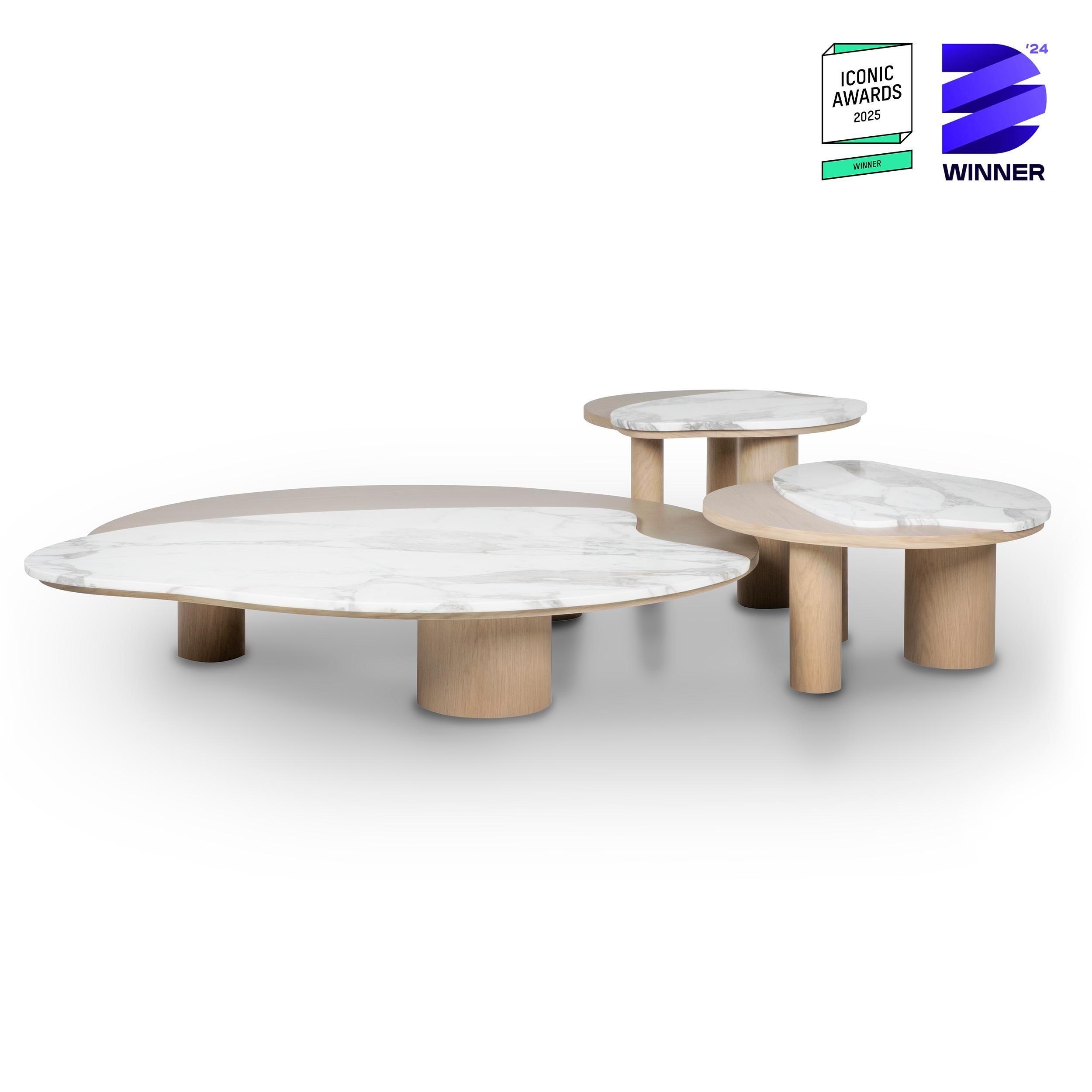 Moderne Bordeira Nesting Couchtische, Marmor, handgefertigt Portugal von Greenapple im Angebot