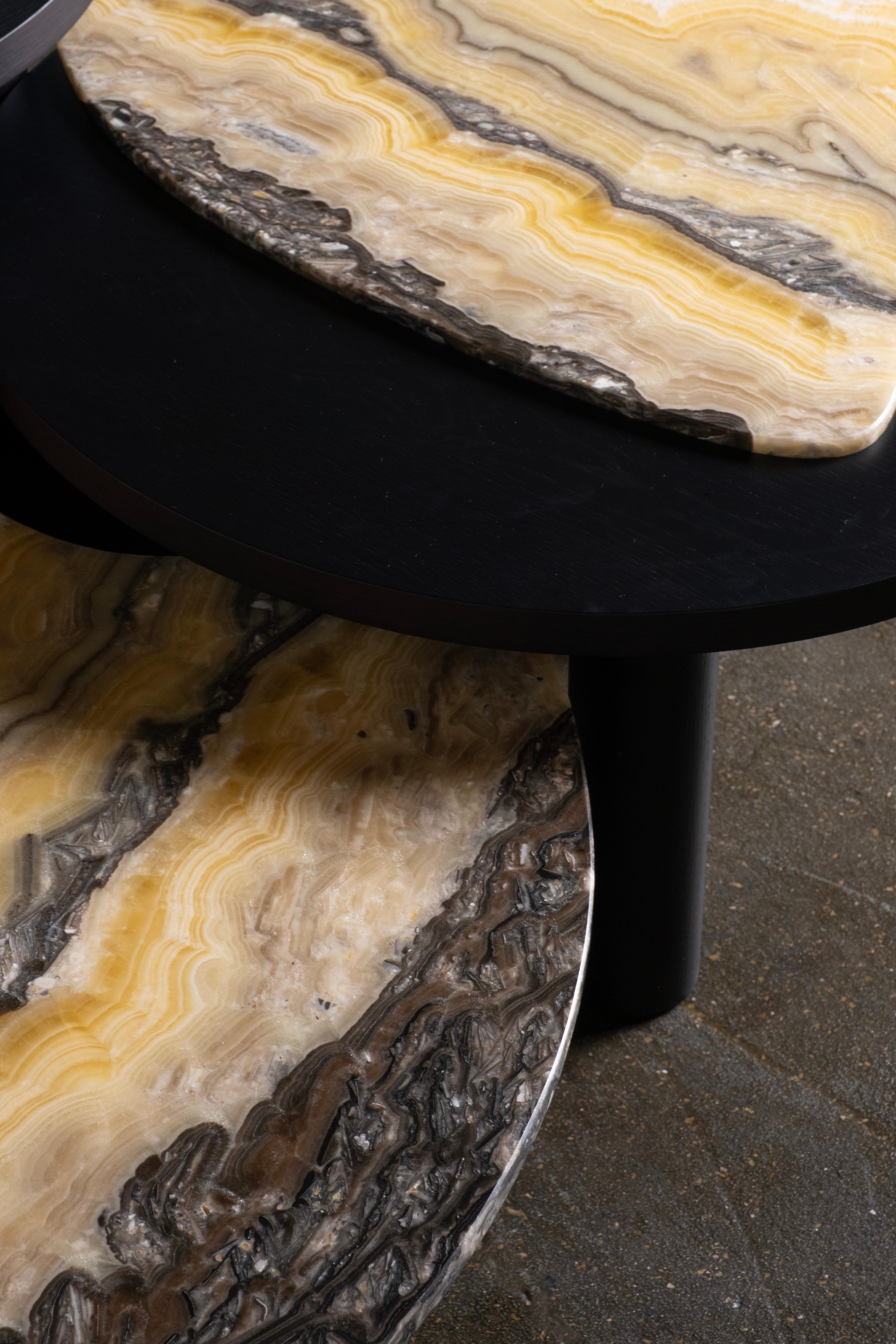 Modern Bordeira Nesting Coffee Tables, Nilo Onyx, Handmade Portugal Greenapple For Sale 6