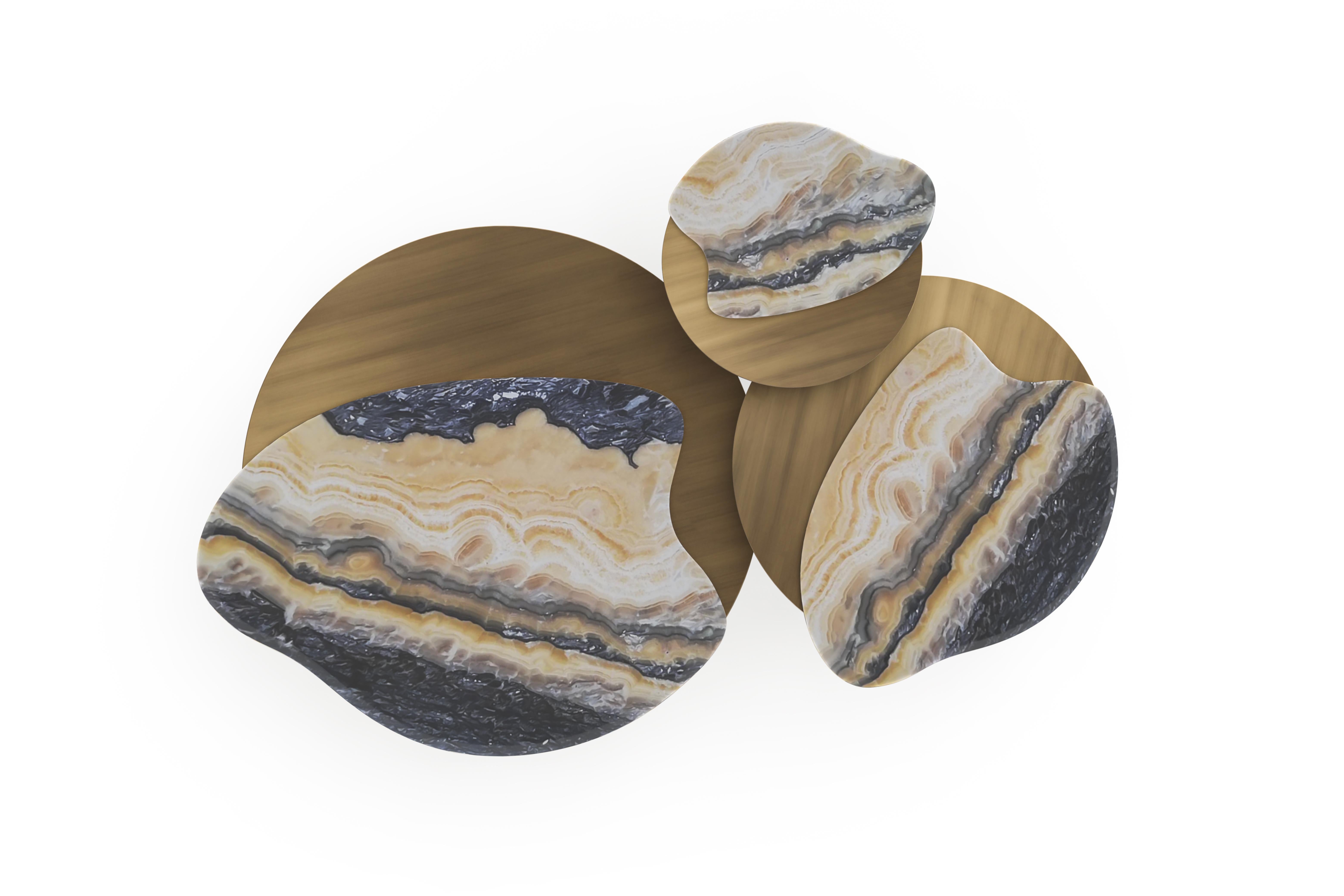 Moderne Bordeira Nesting Couchtische, Nilo Onyx, Handgefertigt Portugal Greenapple (Portugiesisch) im Angebot