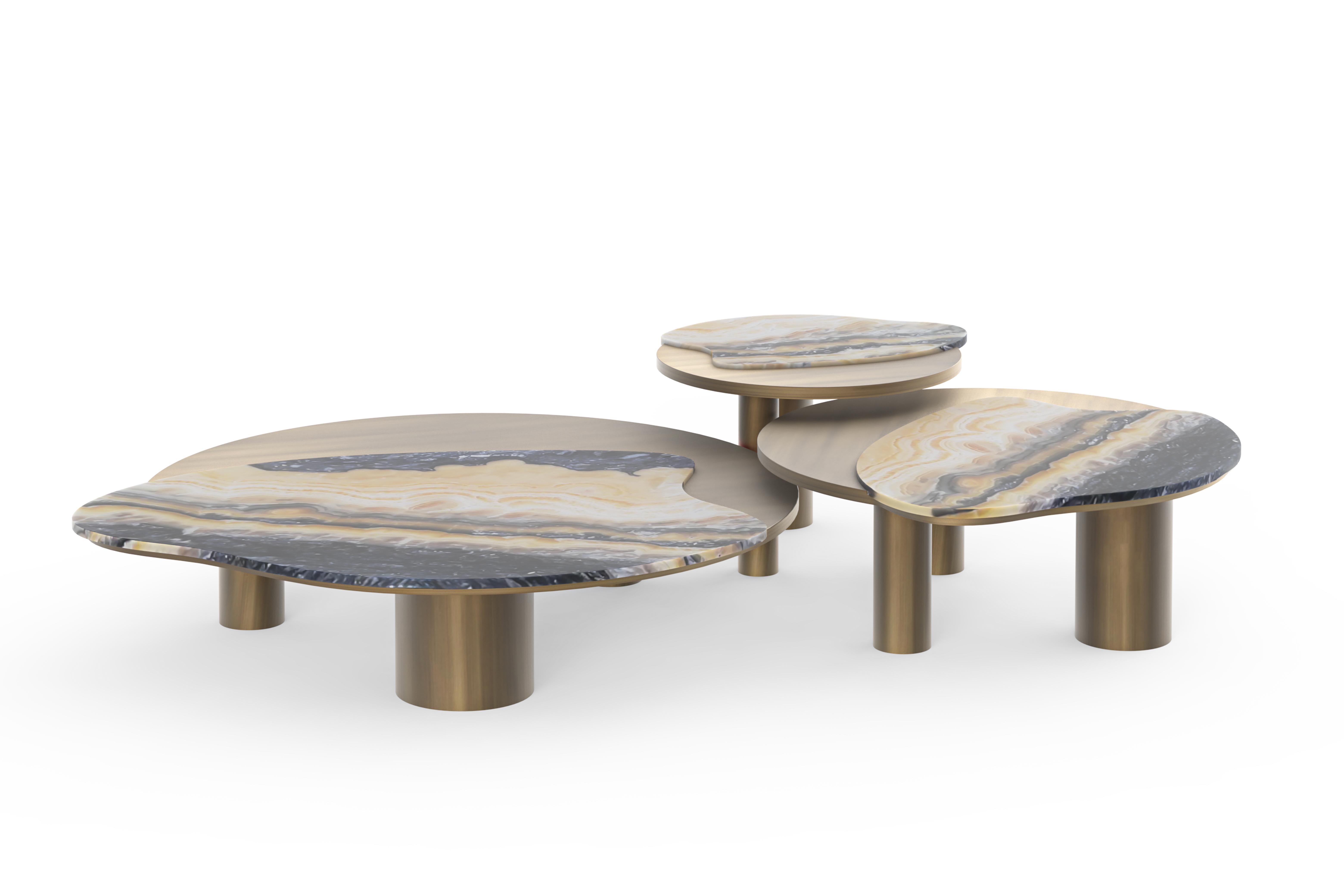 Moderne Bordeira Nesting Couchtische, Nilo Onyx, Handgefertigt Portugal Greenapple im Zustand „Neu“ im Angebot in Lisboa, PT
