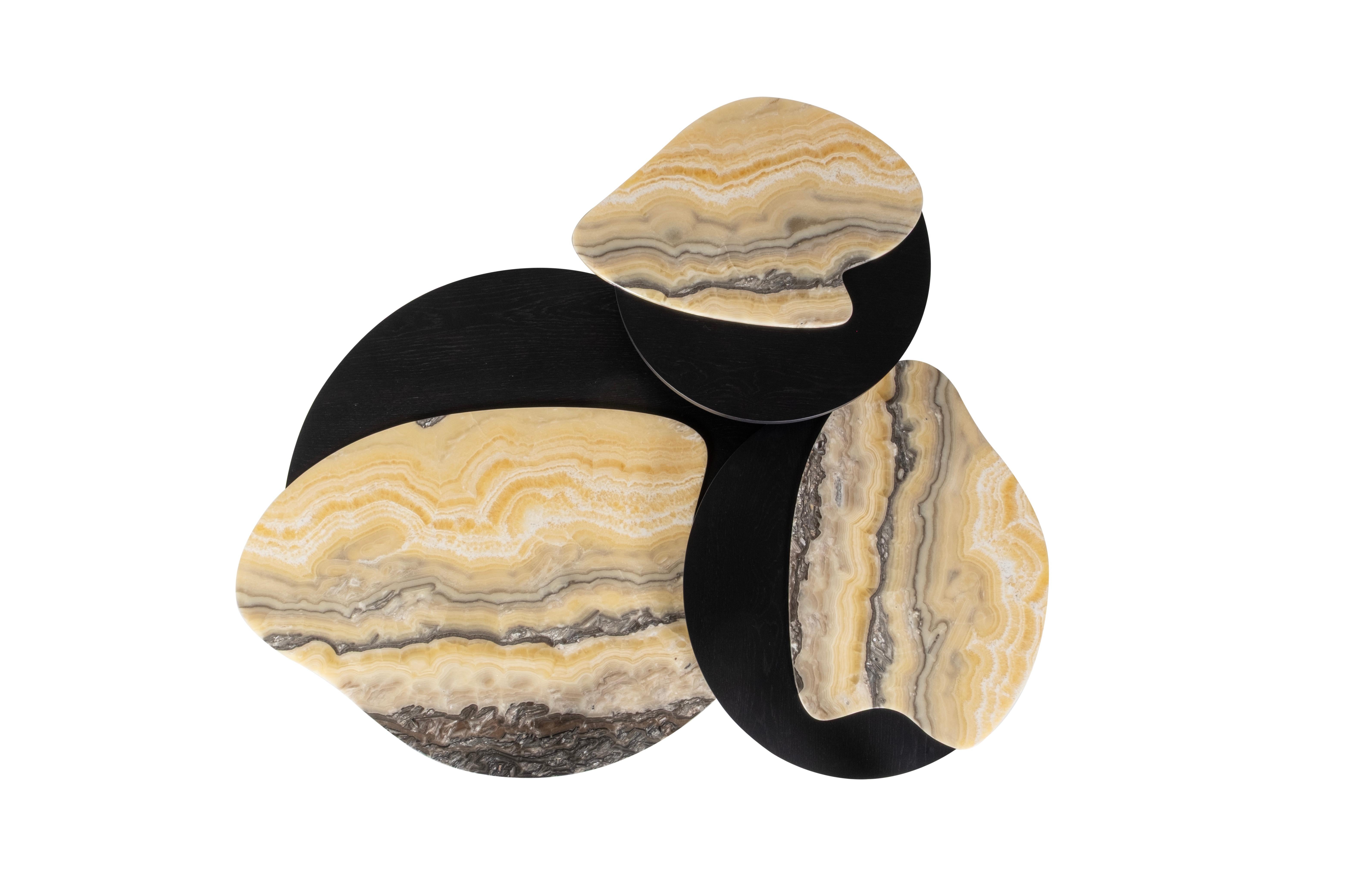 Modern Bordeira Nesting Coffee Tables, Nilo Onyx, Handmade Portugal Greenapple In New Condition For Sale In Lisboa, PT