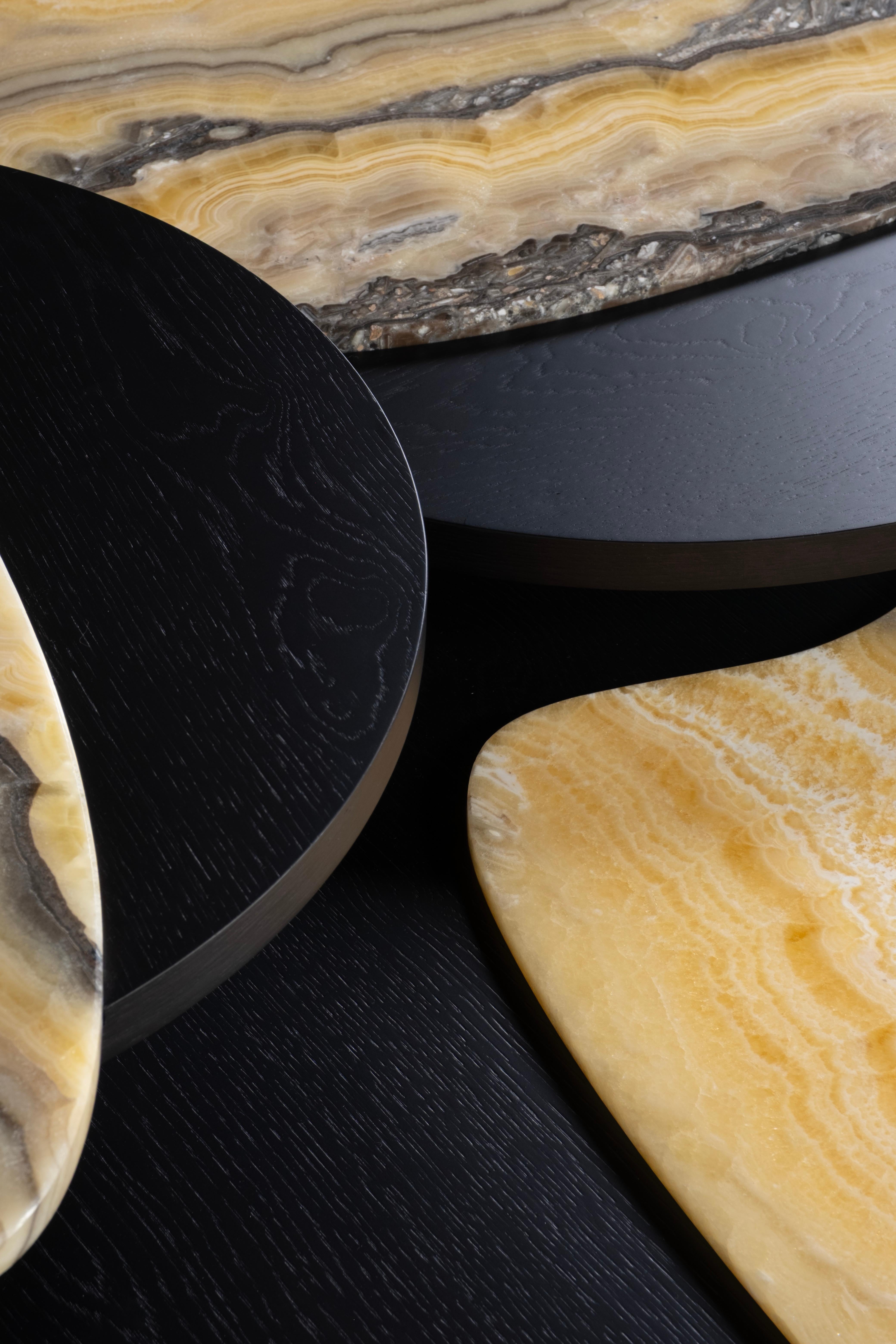 Modern Bordeira Nesting Coffee Tables, Nilo Onyx, Handmade Portugal Greenapple For Sale 1