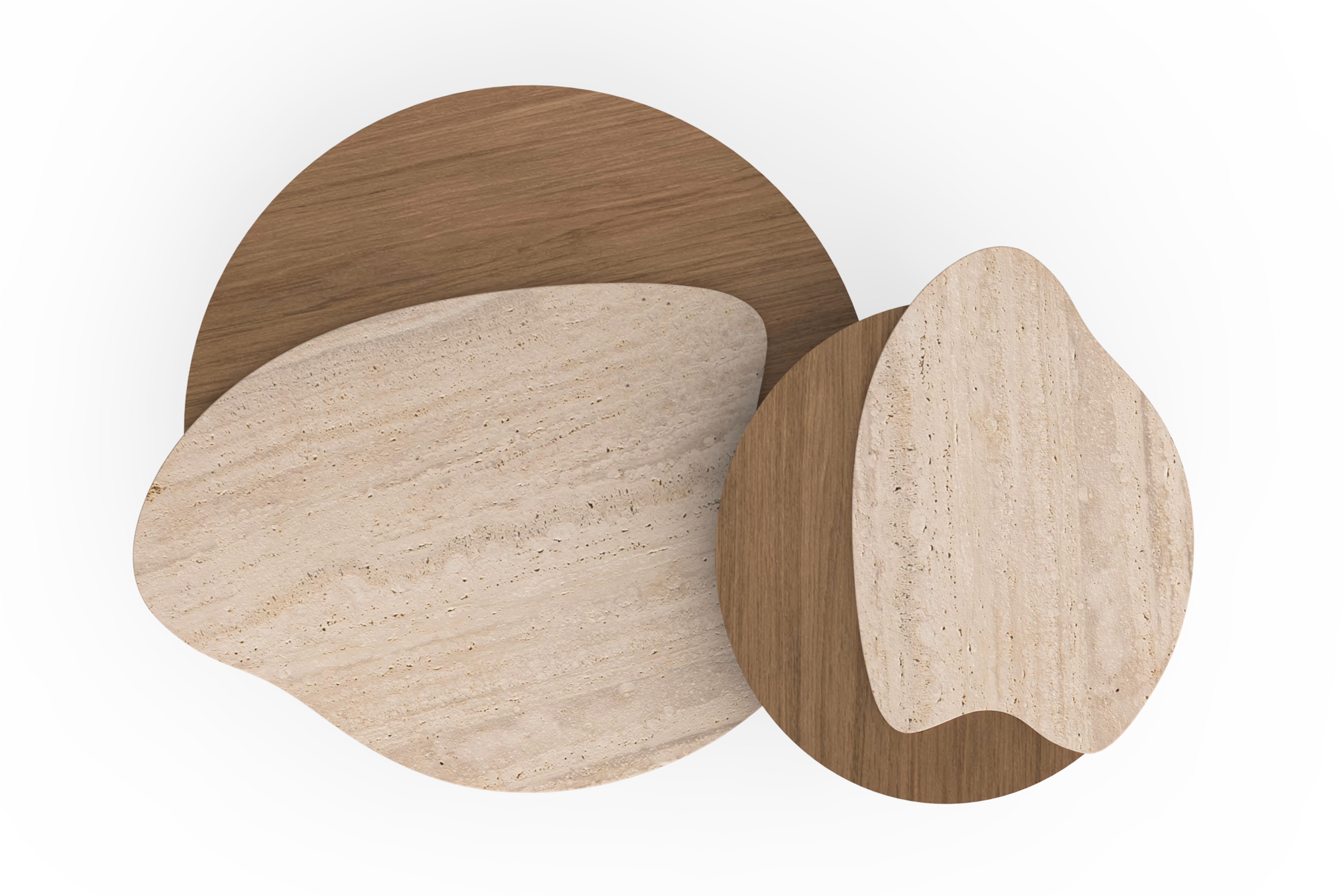 Moderne The Moderns Bordeira Nesting Coffee Tables, Travertine, Handmade Portugal Greenapple en vente