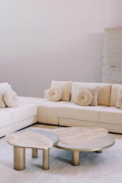 The Moderns Bordeira Nesting Coffee Tables, Travertine, Handmade Portugal Greenapple