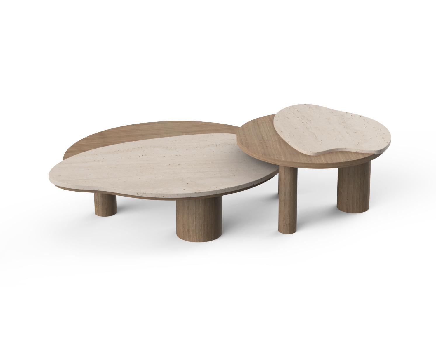 Moderne Bordeira Couchtische, Travertin, Handarbeit Portugal Greenapple (Portugiesisch) im Angebot