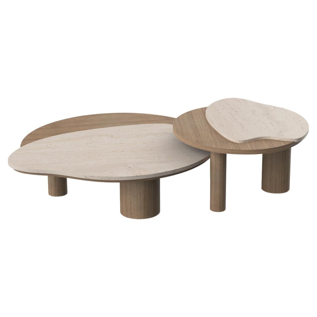 Moderne Bordeira Couchtische, Travertin, Handarbeit Portugal Greenapple im Angebot