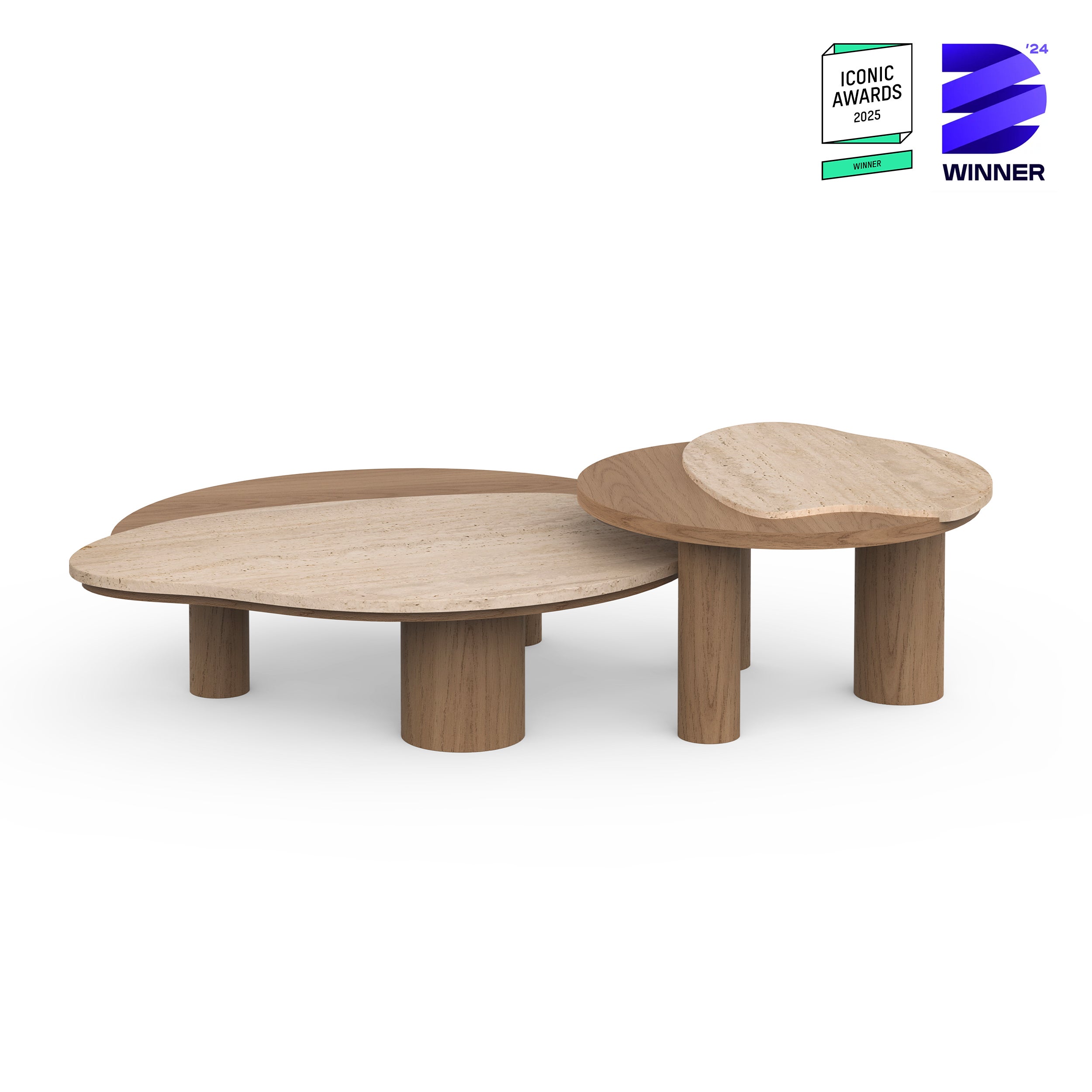 Mesas nido modernas Bordeira, Travertino, Hecho a mano Portugal Greenapple en venta