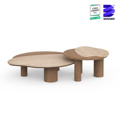 Modern Bordeira Nesting Coffee Tables, Travertine, Handmade Portugal Greenapple