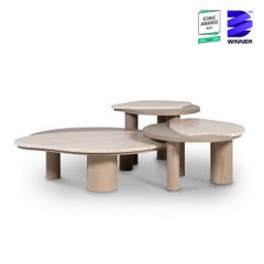 Moderno Juego de 3 Mesas de Centro Bordeira, Travertino, Hecho a Mano Greenapple