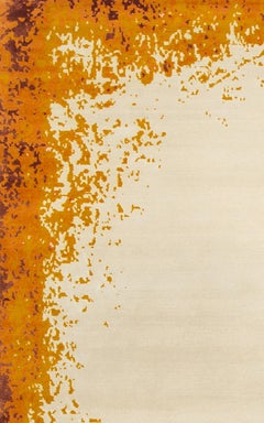 Modern Border – Burnt Orange Hand-Knotted Wool & Silk Rug by Knots Rugs