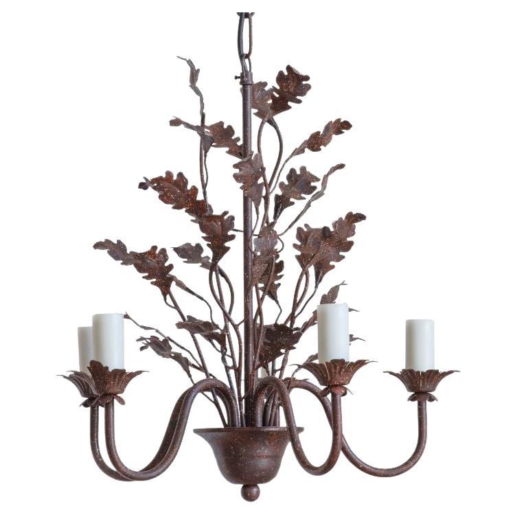 Modern Botanical Wrought Iron Chandelier  For Sale