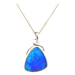 Modern Boulder Opal & Diamond Pendant Circa 1980s