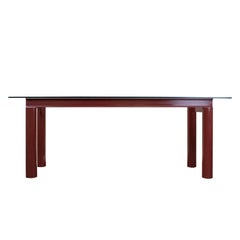 Modern Bourdeaux Steel Dining Table with Glass Top 187 x 89 cm, Italia, 1970