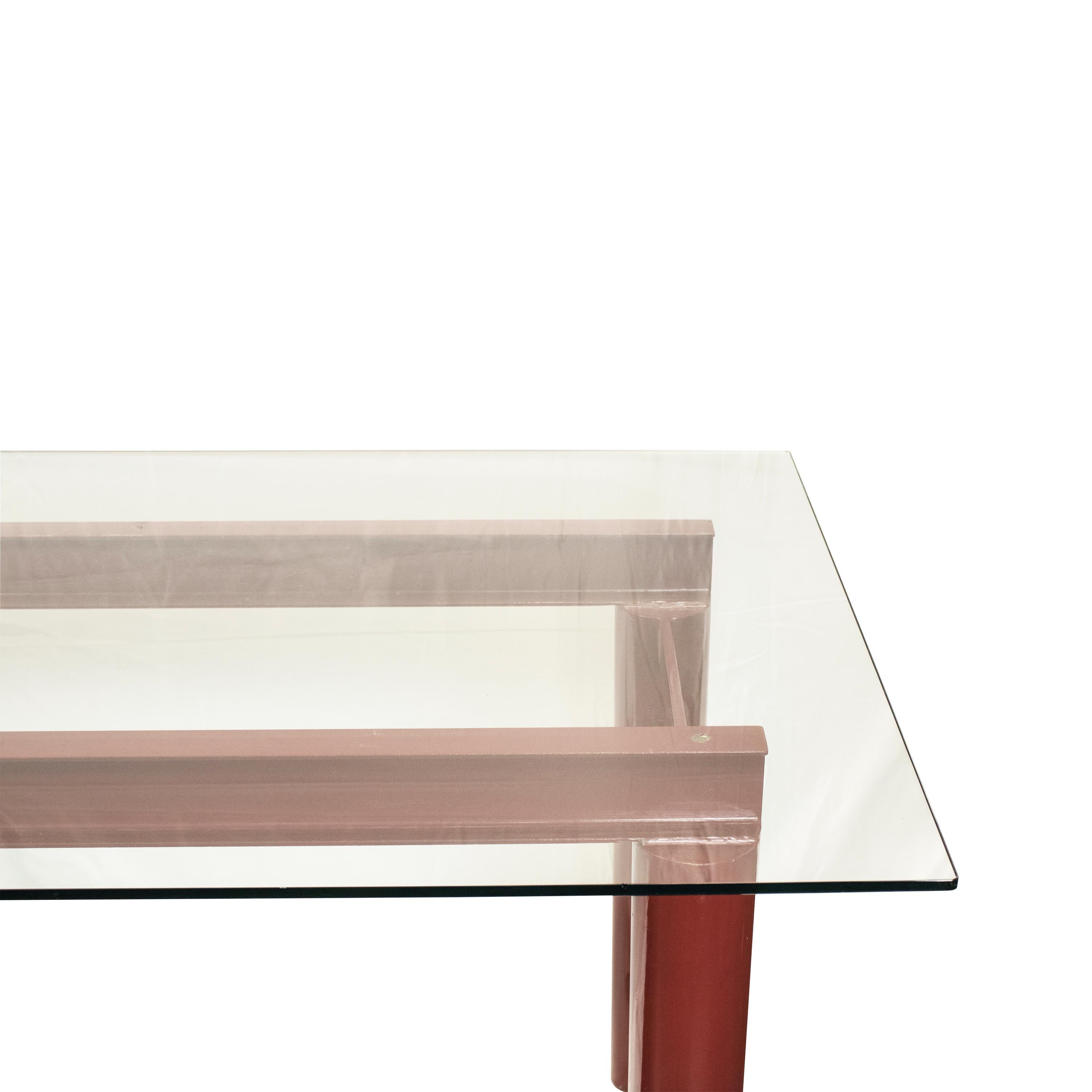 Modern Bourdeaux Steel Dining Table with Glass Top 187 x 89 cm, Italia, 1970 In Good Condition For Sale In Madrid, ES