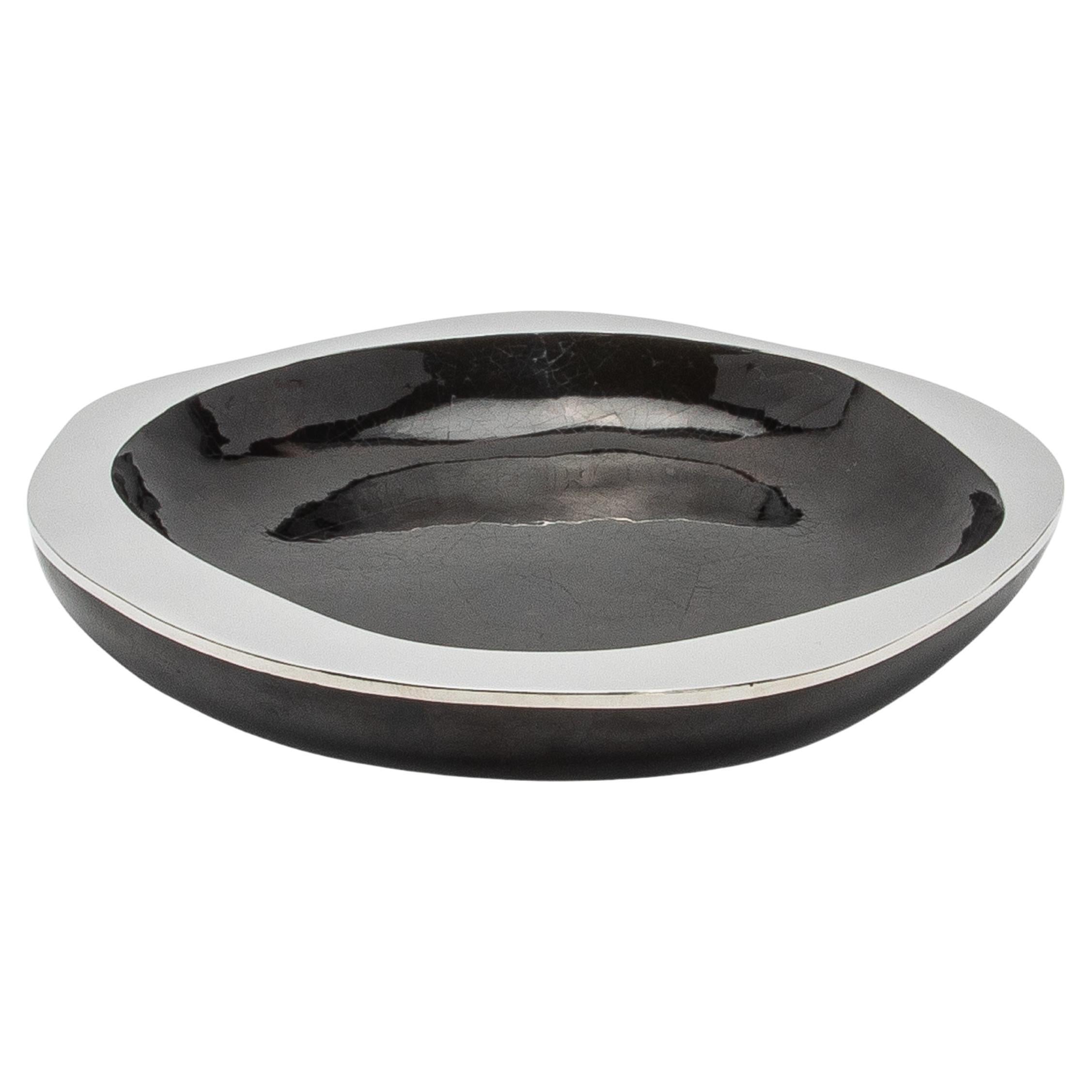 Modern Bowl in Black Shell with Stainless Steel Details by R&Y Augousti