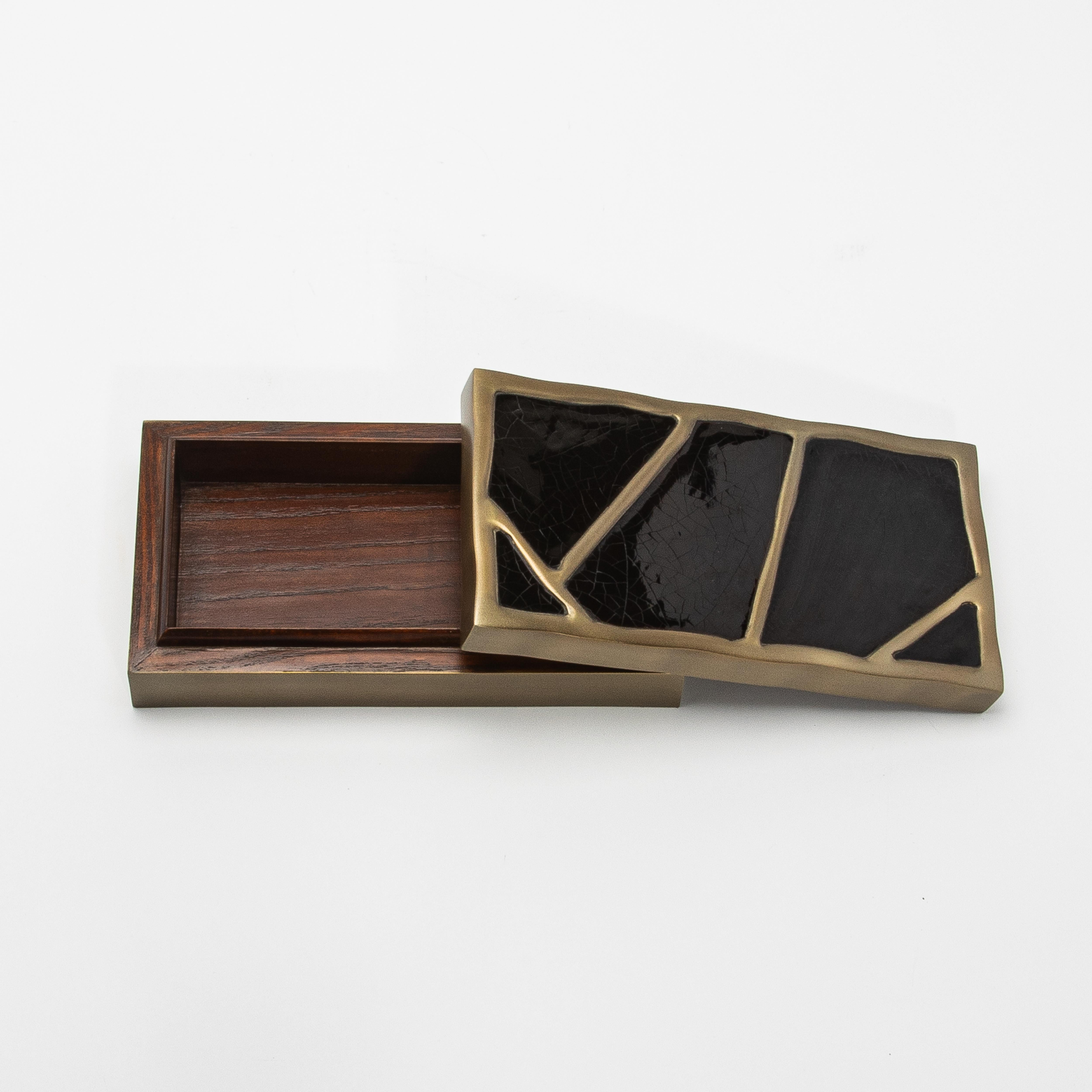Modern Box in Black Shell with Bronze Patina Brass by R&Y Augousti 1
