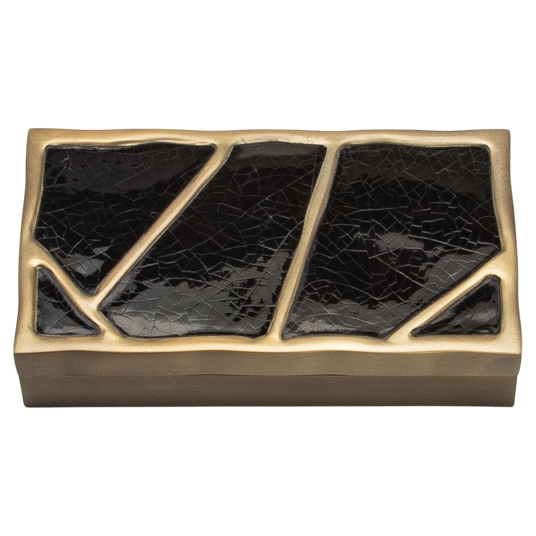 Modern Box in Black Shell with Bronze Patina Brass by R&Y Augousti
