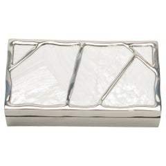 Modern Box in Mother of Pearl with Polished Stainless Steel by R&Y Augousti