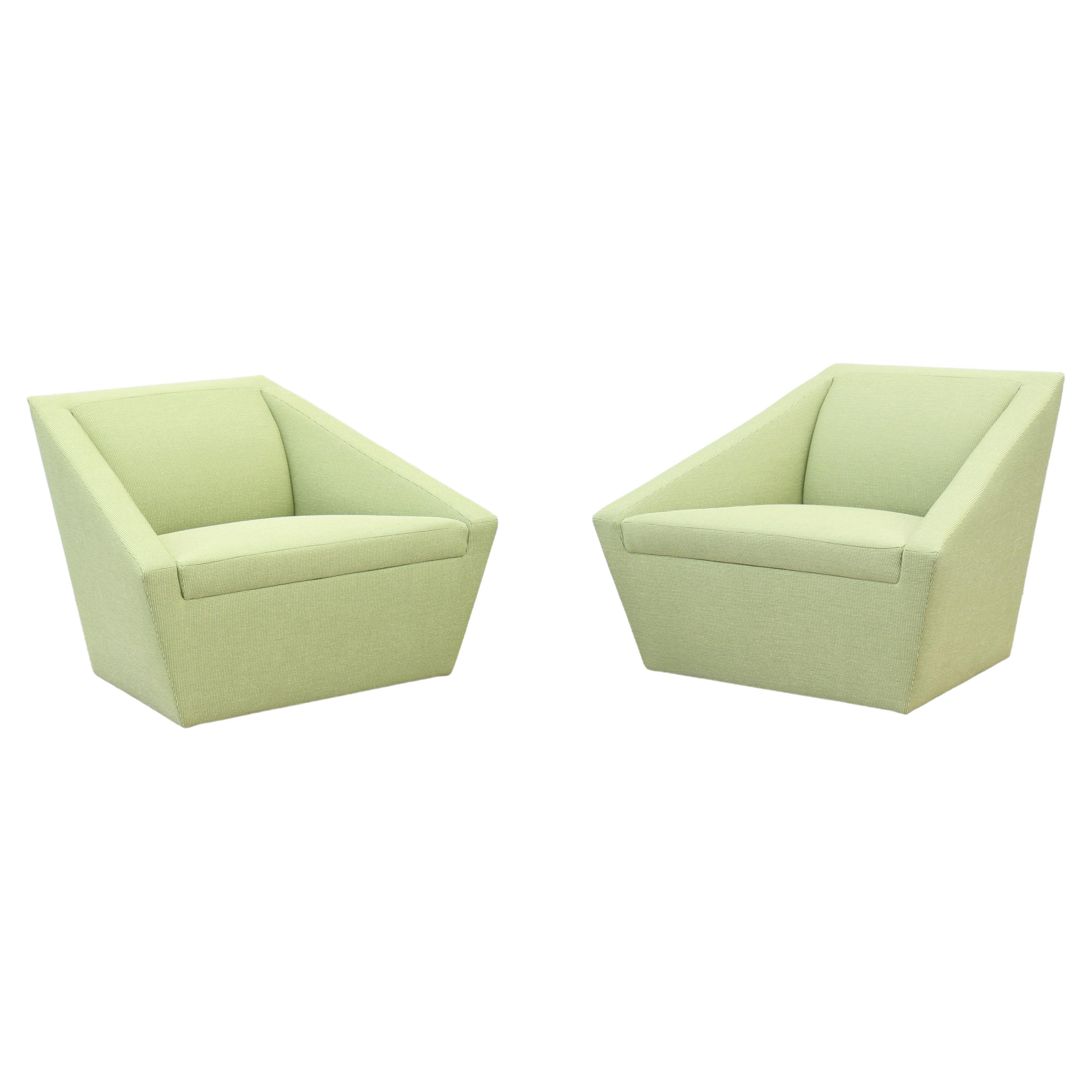 Modern Brad Ascalon for Bernhardt Design Pillar Green Lounge Chairs, a Pair