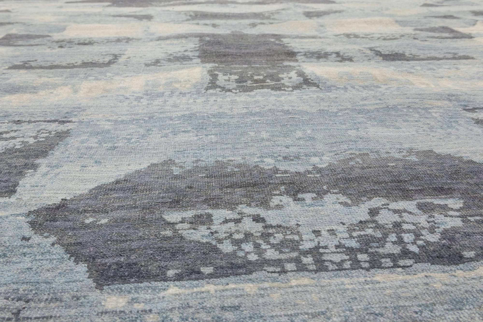 Contemporary Hand-Knotted Abstract Wool Rug in Cool Tones by Doris Leslie Blau
Size: 8'10