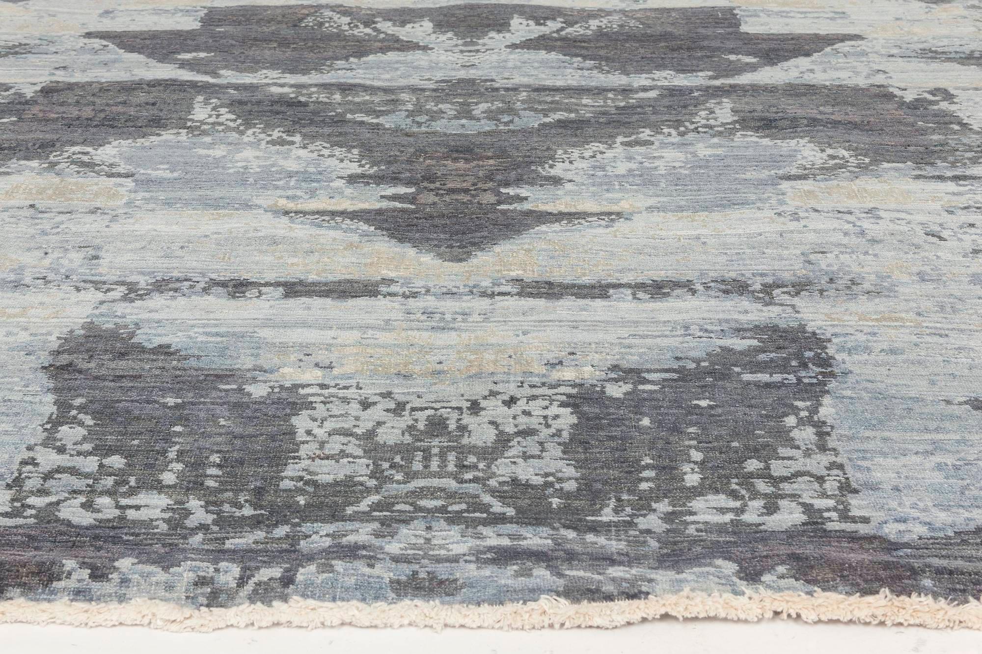 Contemporary Hand-Knotted Abstract Wool Rug in Cool Tones by Doris Leslie Blau In New Condition For Sale In New York, NY