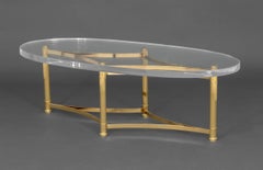 Moderner ovaler Couchtisch aus Messing und Acryl