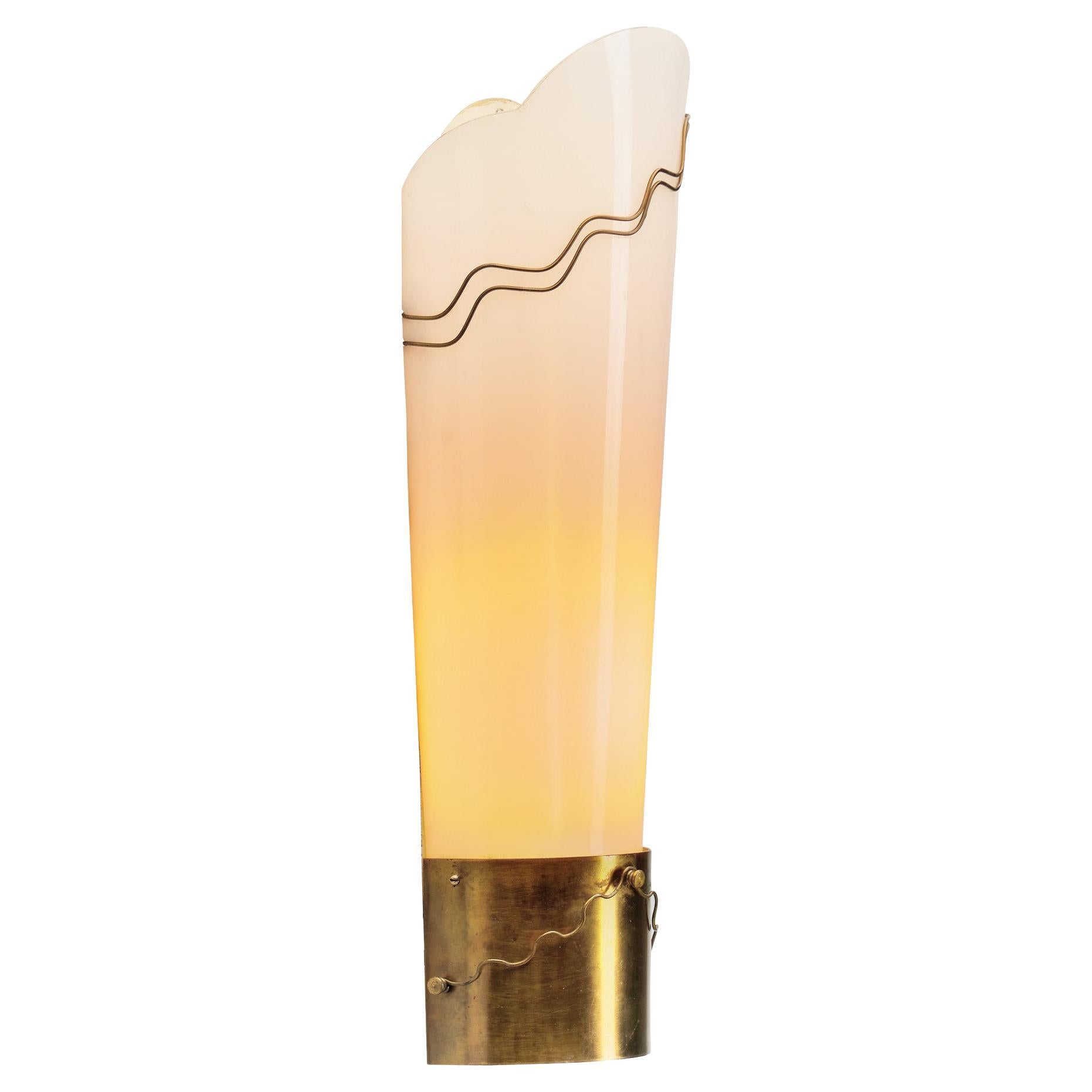 Modern Brass and Acrylic Shade Wall Lamp, Europe 1950s