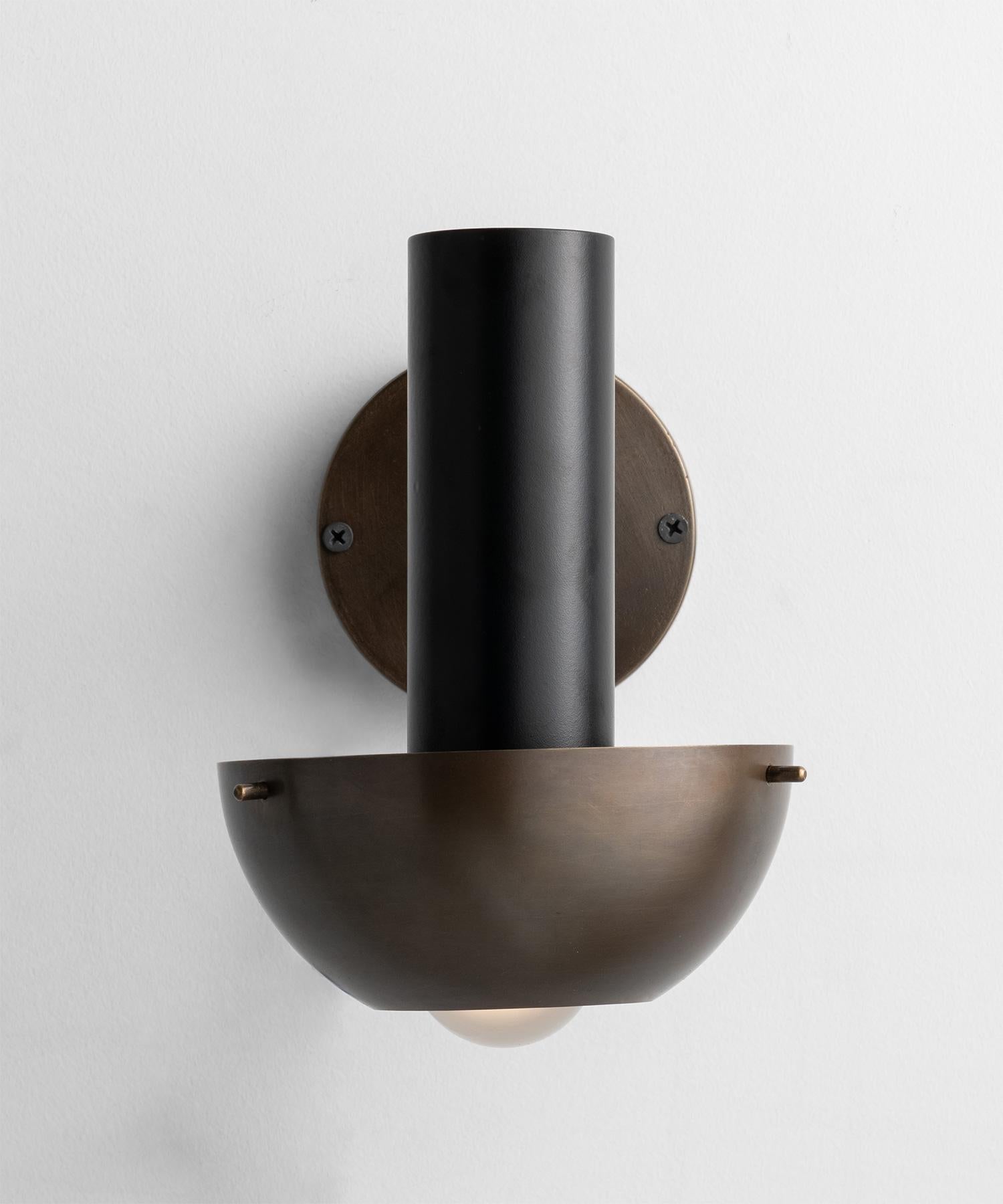 Modern Brass and Black Metal Wall Sconce, Made in Italy In New Condition For Sale In Culver City, CA