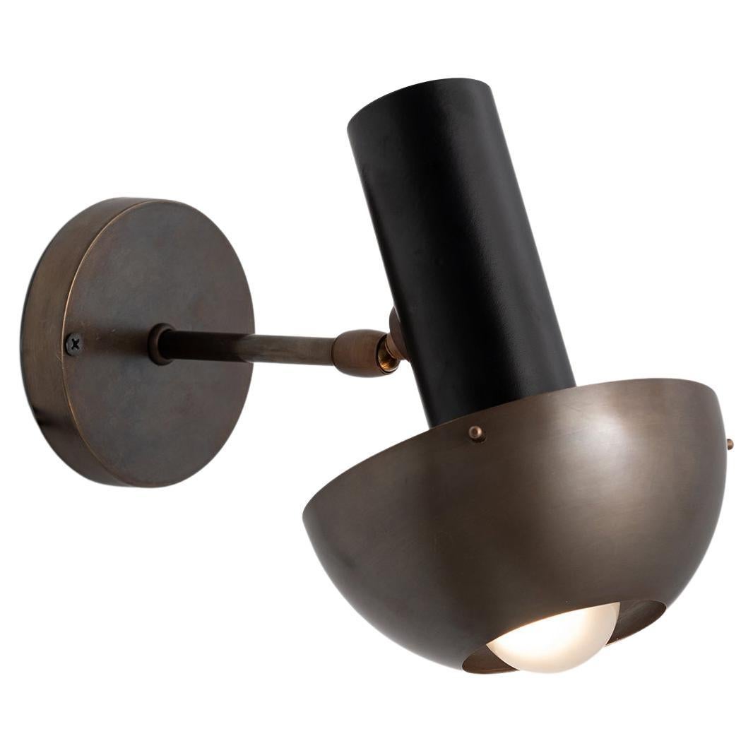 Modern Brass and Black Metal Wall Sconce, Made in Italy For Sale