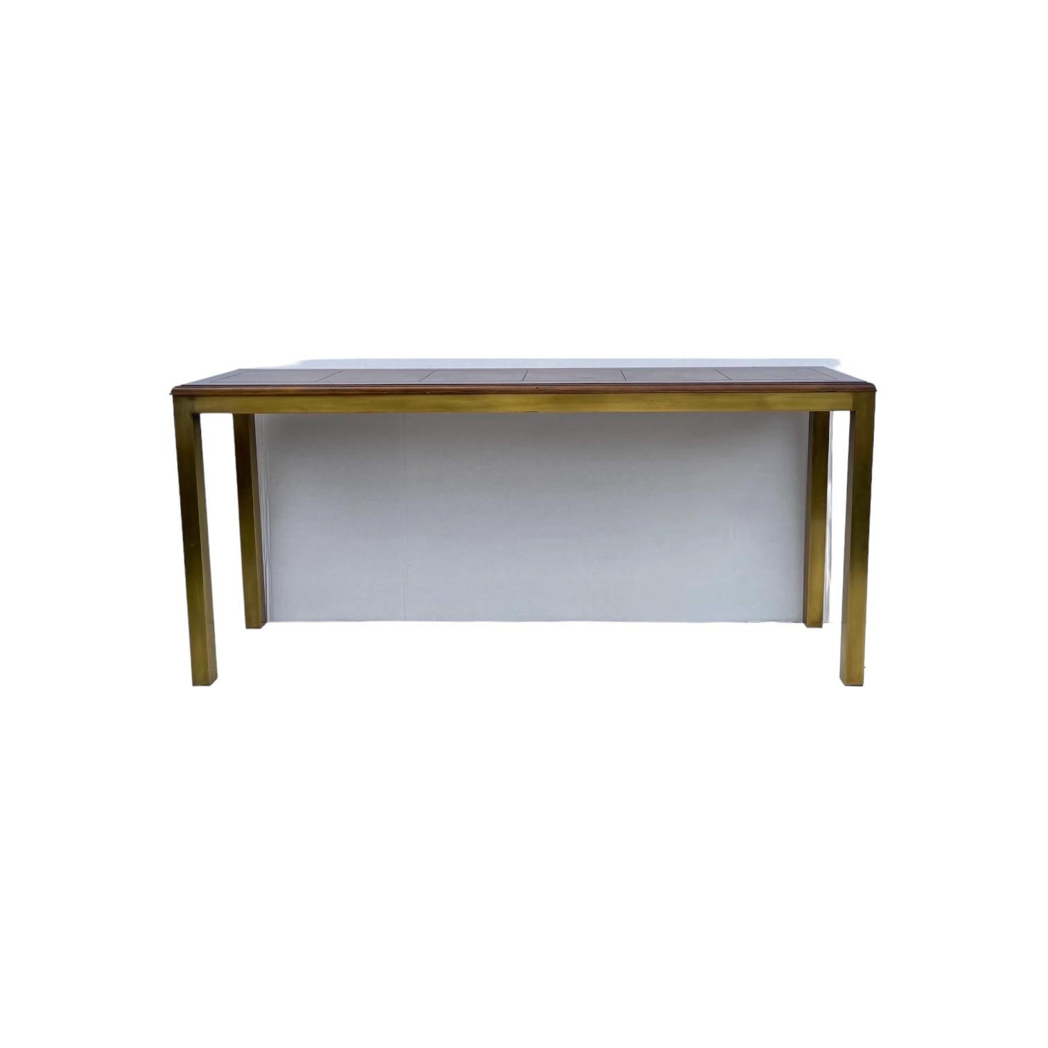 Tavolo Console Moderno in Ottone e Burlwood Parsons di Founders Ed in vendita 2